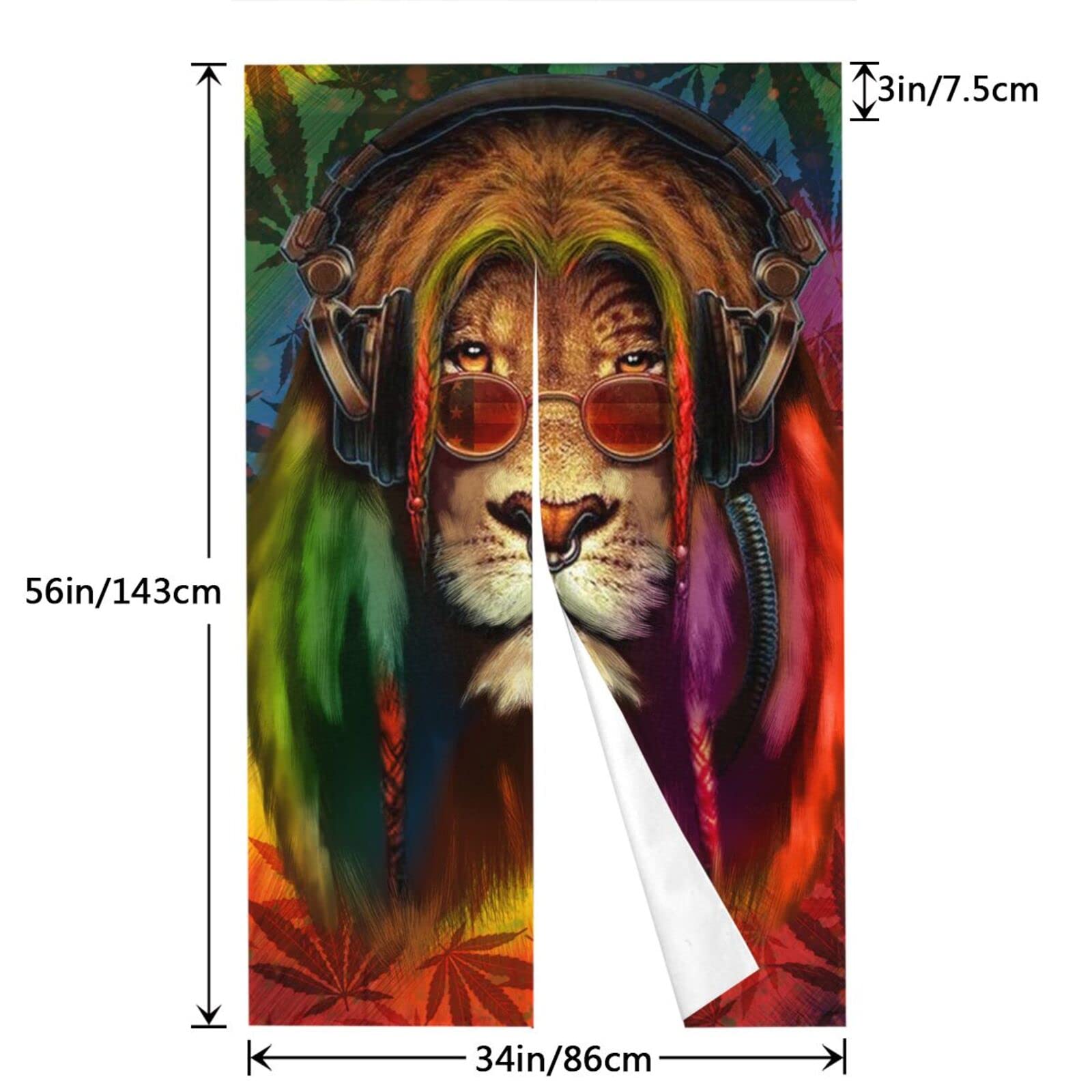 Amazon｜DBLELE のれん 間仕切り 遮光 目隠し レゲエ ライオン レトロ